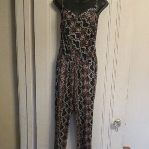 Veronica M Brown and Black Patterned Jumpsuit